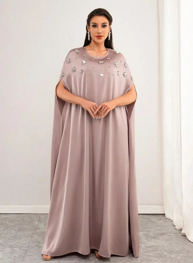 تايك تو Women'S Embellished Round Neck Batwing Sleeve Maxi Dress