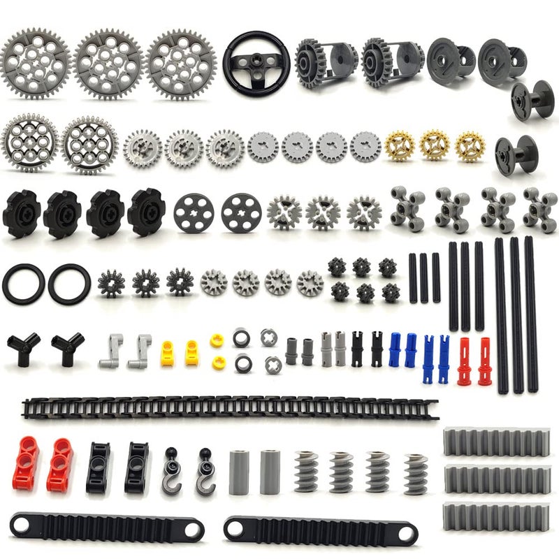 dspitwod 116 pcs Technical Gears Axle Pin Connectors Wheels Connectors Rack Gear Car Building Brick Accessories Pieces Sets Compatible with Mindstorms Building Bricks Block Technical Toys 116 TECH PARTS - Image 2