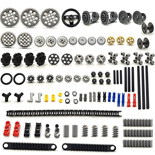 dspitwod 116 pcs Technical Gears Axle Pin Connectors Wheels Connectors Rack Gear Car Building Brick Accessories Pieces Sets Compatible with Mindstorms Building Bricks Block Technical Toys 116 TECH PARTS - Image 1
