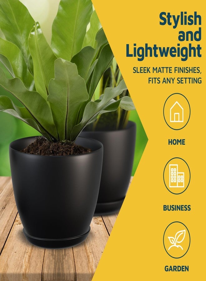 LifeMaster Multicolor Plant Pots with Drainage Holes & Saucers 10 Packs, Indoor & Outdoor Stackable Plastic Planters in Multiple Sizes for Houseplants & Flowers, Durable & Weatherproof Materials, Matte Finish - Image 3