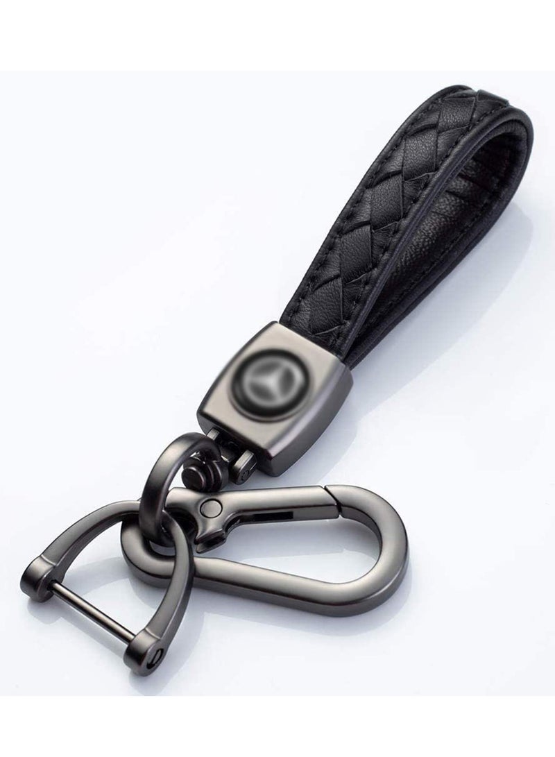 Excefore Keychain, Genuine Leather Keychain for Car Keys, Motorcycle Keys, Family Keys, Black  - Image 1