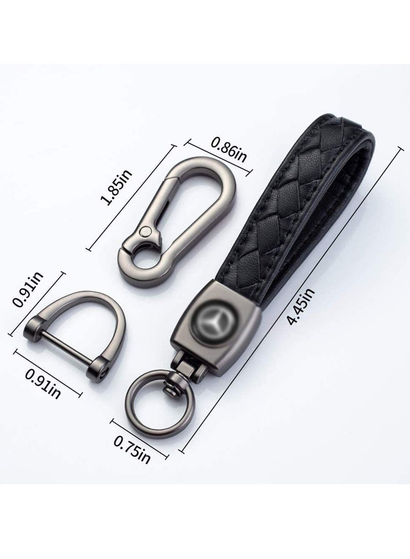 Excefore Keychain, Genuine Leather Keychain for Car Keys, Motorcycle Keys, Family Keys, Black  - Image 3