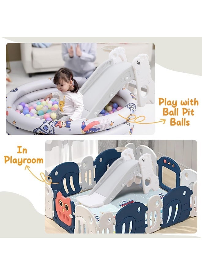 LEFAFA Toddler Slide Indoor, Indoor Slide for Toddlers 1-3, Foldable Baby Climber Playset with Basketball Hoop and Ring Toss, for Outdoor Playground - Image 5