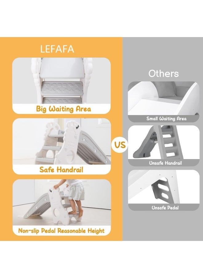LEFAFA Toddler Slide Indoor, Indoor Slide for Toddlers 1-3, Foldable Baby Climber Playset with Basketball Hoop and Ring Toss, for Outdoor Playground - Image 3