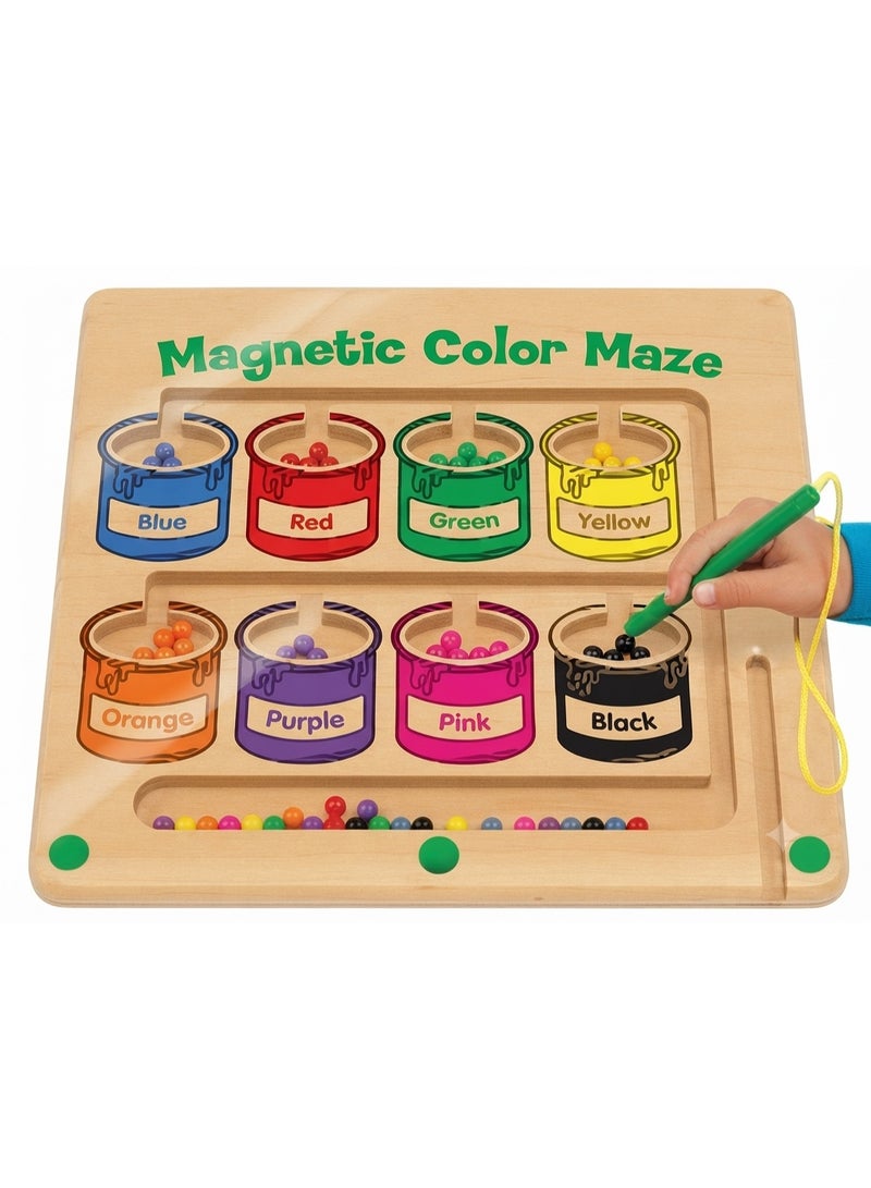 Magnetic Color Maze Educational Board for Kids, Magnetic Sorting Game for Color Recognition, Fine Motor Skills, Hand-Eye Coordination and Problem Solving, Multicolor