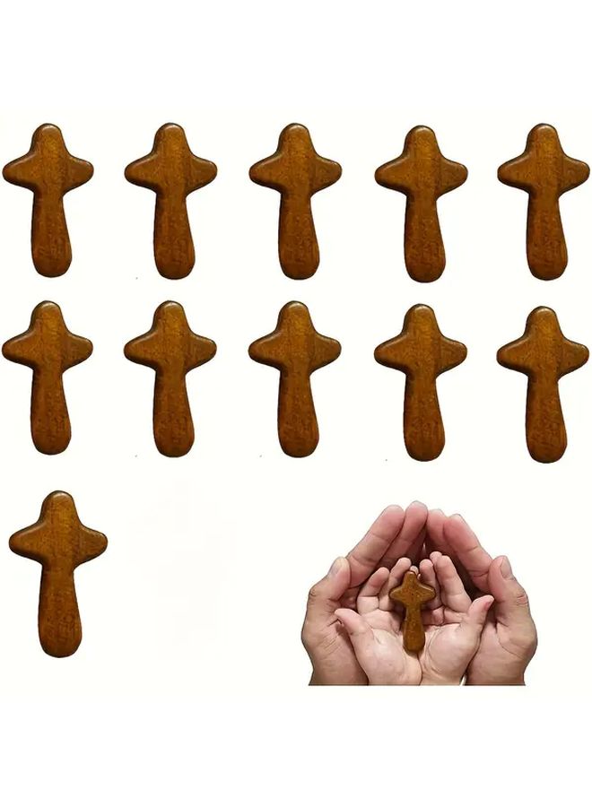 Mini Wooden Crosses 11pcs Portable Pine Hand Held Prayer for Religious Occasion - Image 1