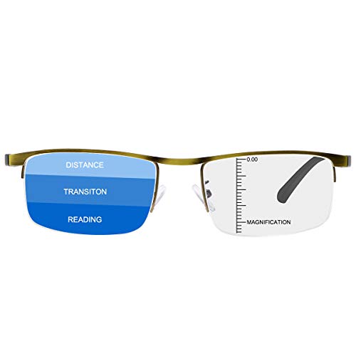 MIRYEA Progressive Multifocus Computer Reading Glasses Blue Light Blocking Multifocal Readers for Men and Women Multi Focus Eyeglasses Eyewear Anti Glare Light Weight TR90 Semi-rimless Frame - Image 1