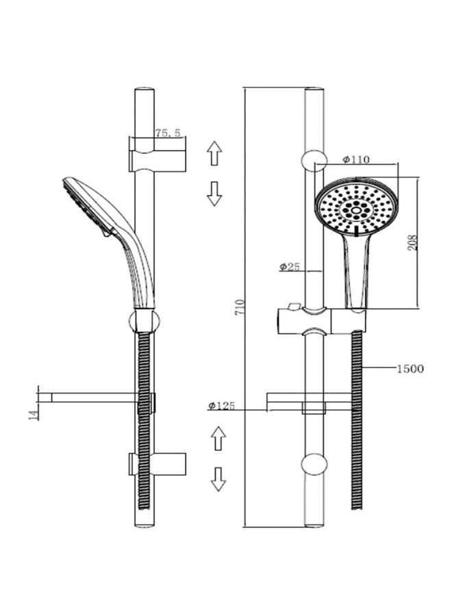 DANUBE HOME Milano Vifa Shower Sliding Kit with Adjustable Rail, Handheld Showerhead, Flexible Hose & Wall Bracket, Premium Stainless Steel for Modern Bathrooms - Image 3