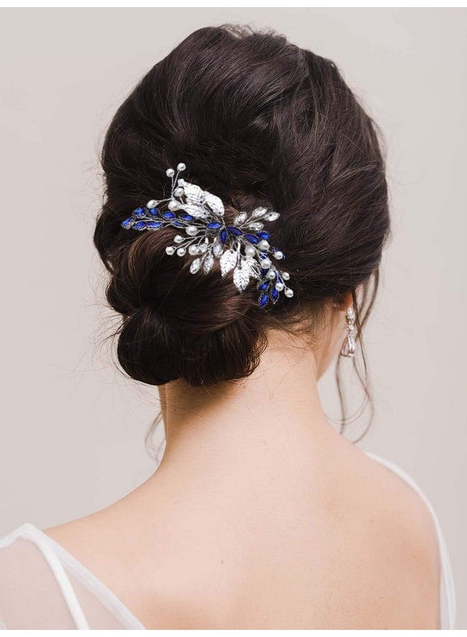 Unsutuo Bride Wedding Hair Comb Blue Rhinestone Bridal Hair Accessories for Wedding Hair Pieces for Women and Flower Girls - Image 3