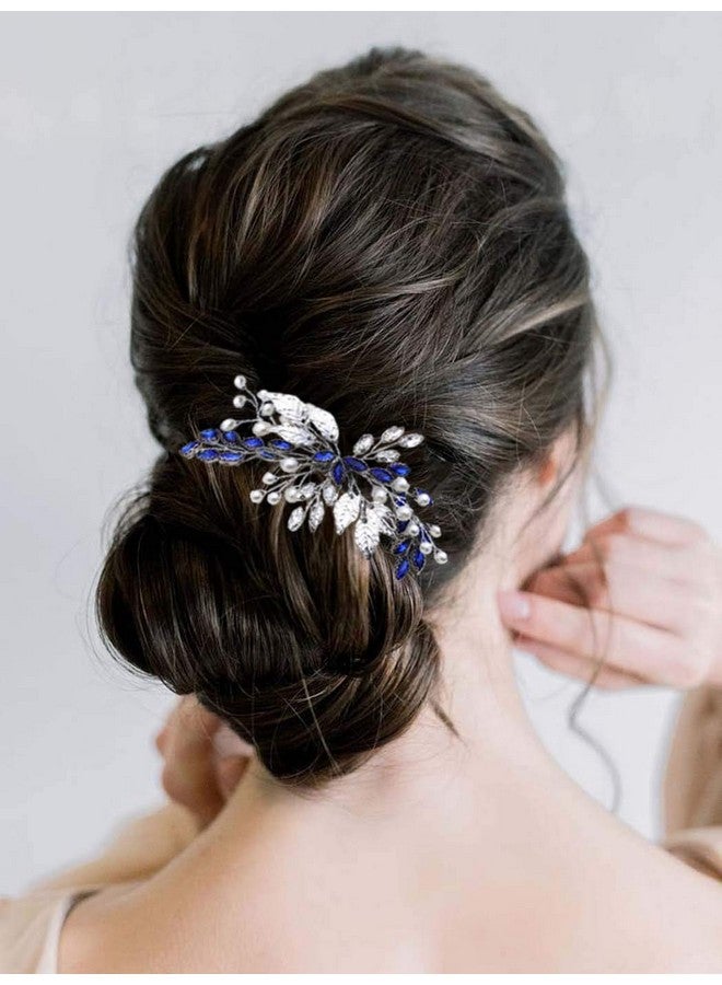 Unsutuo Bride Wedding Hair Comb Blue Rhinestone Bridal Hair Accessories for Wedding Hair Pieces for Women and Flower Girls - Image 5