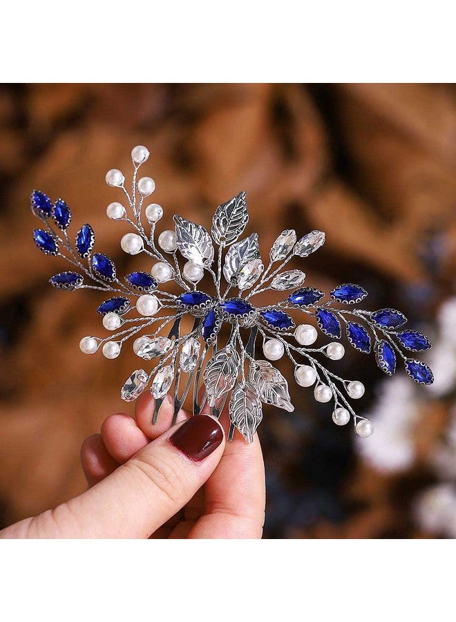 Unsutuo Bride Wedding Hair Comb Blue Rhinestone Bridal Hair Accessories for Wedding Hair Pieces for Women and Flower Girls - Image 4