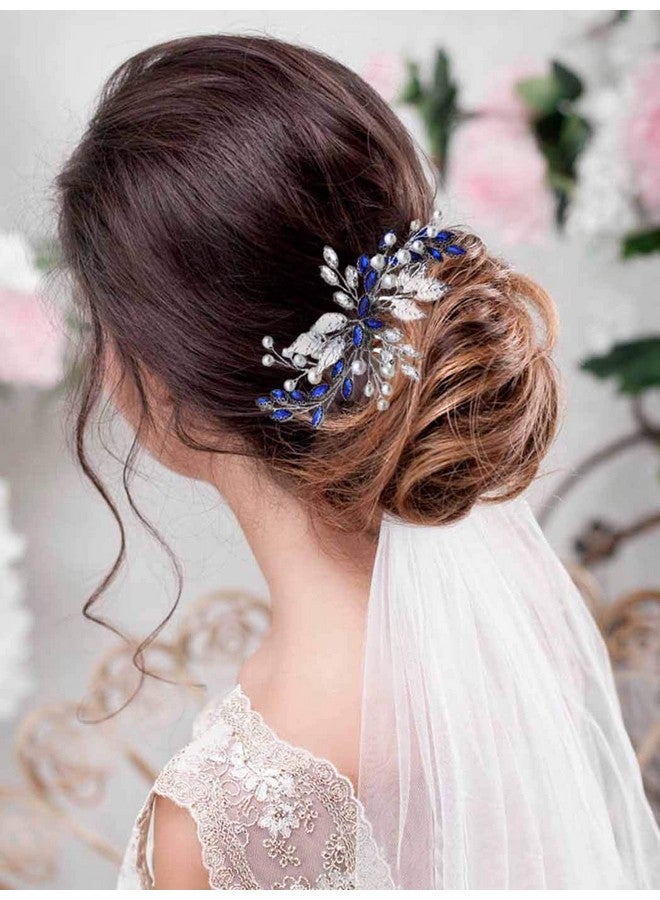 Unsutuo Bride Wedding Hair Comb Blue Rhinestone Bridal Hair Accessories for Wedding Hair Pieces for Women and Flower Girls - Image 2