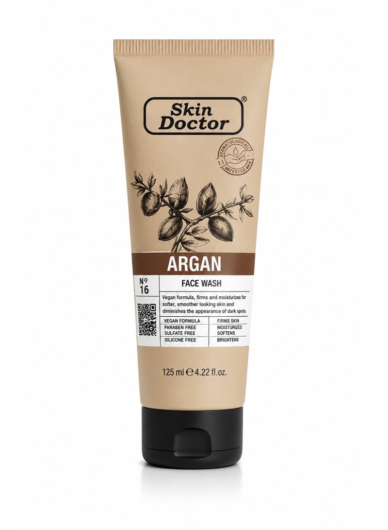 Skin Doctor Argan Face Wash, Hydrating & Brightening Vegan Formula, 125ml - Image 1