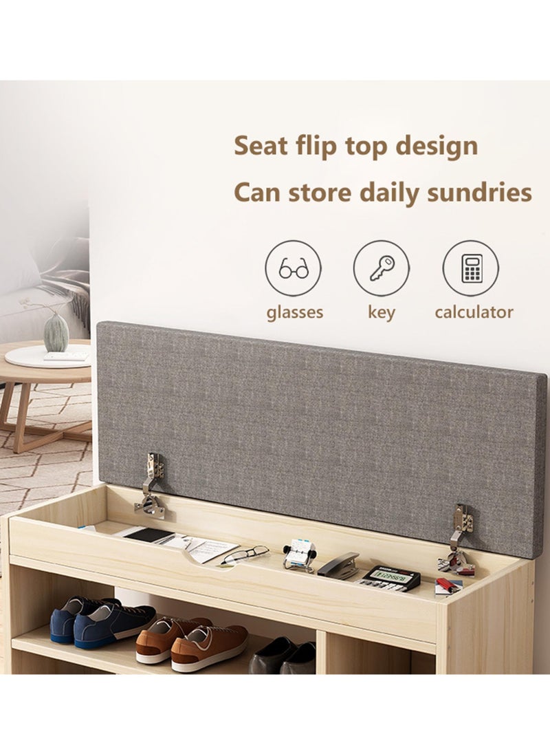 XICEN - 2-Tier Nordic Style Shoe Rack Organizer Bench With Cushion Padded Seat For Hallway Entryway 80X24X44 cm 8 Pairs Of Shoe - Image 1