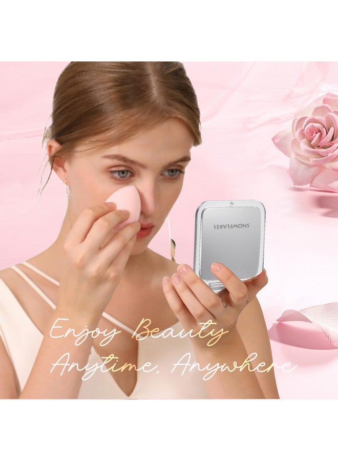 سنوفلاكس سنوفلاكس مرآة مكبرة مدمجة للسفر ورقاقات الثلج مرآة جيب صغيرة تكبير 1X/15X مرايا مستحضرات تجميل محمولة للسفر والمحافظ (فضية) - Image 5