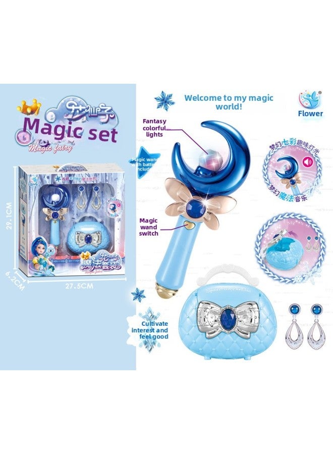 Free Mail A Generation Of Toys Flower Fairy Magic Wand Suit Luminous Magic Fairy Treasure Chest Handbag Fairy Wand-Color:Blue Moon Magic Wand 4-piece Set (83319)  - Image 1
