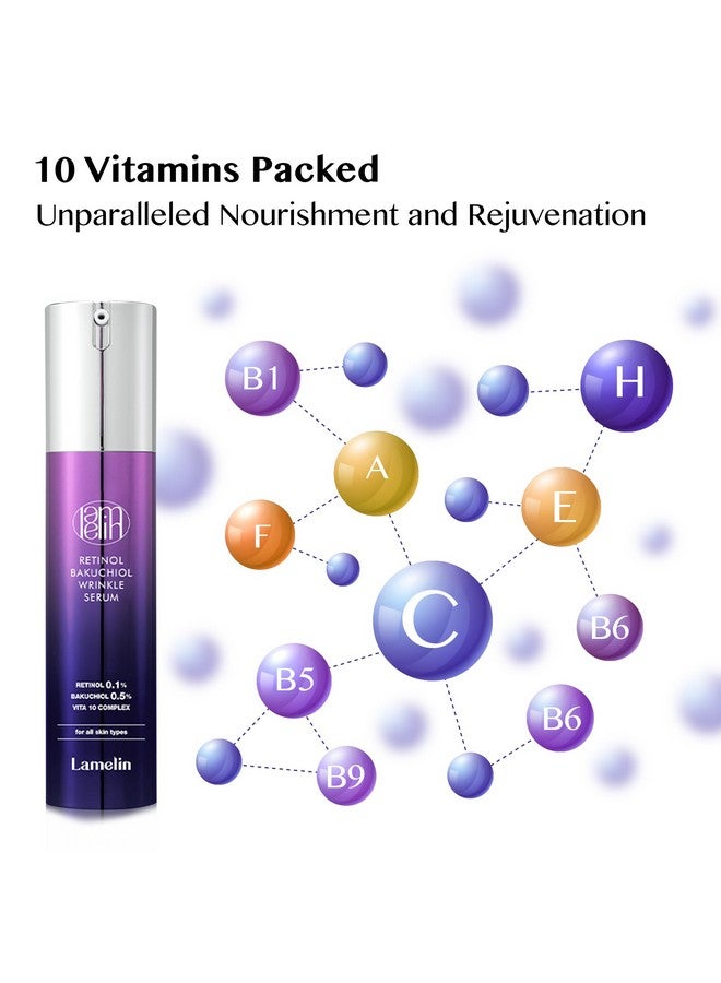 LAMELIN Wrinkle Serum Cream Retinol & Bakuchiol & Niacinamide 10 Vitamins & Herbs Antioxidant Eye Bag Dark Neck Correction Day & Night Skin Brightening 1.76 Fl Oz. Made In Korea - Image 5