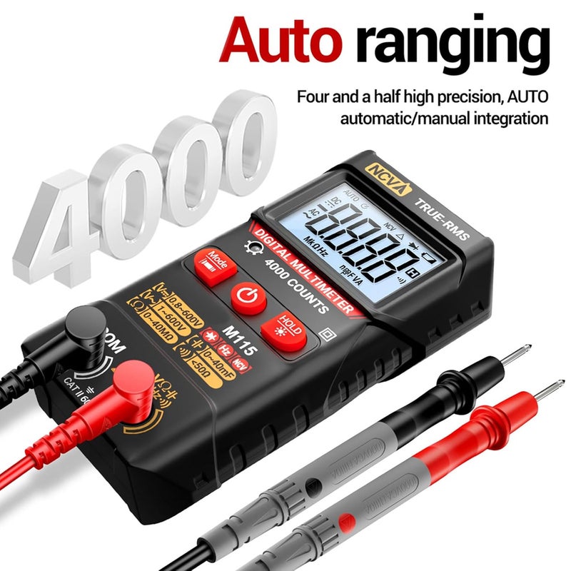 M115 Digital Multimeter 4000 Counts Volt Ampere Ohm Tester with NCV Flashlight and Diode Check - Image 4