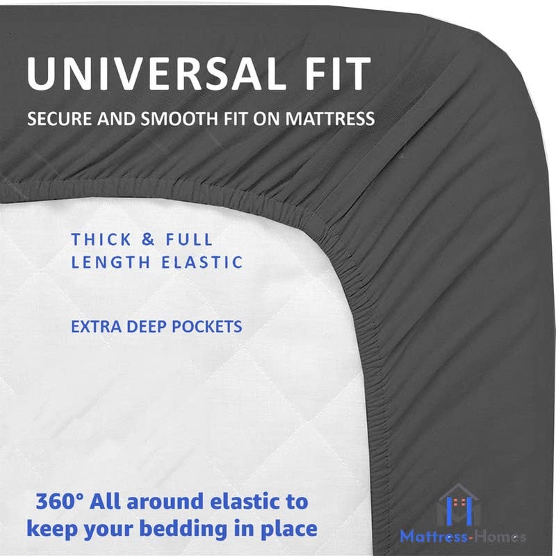 Mattress-Homes Split King Sheets for Adjustable Bed Cotton Flex Top King Sheets Sets for Adjustable Bed 16""DeepSplit King Sheets for Sleep Number Beds Top Split King Sheets Split King Sheets 34"" Dark Grey Solid  - Image 4