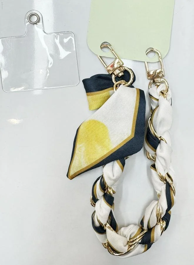 Styli Styli Printed Scarf Detail Braided Key Chain with PVC Card Holder
