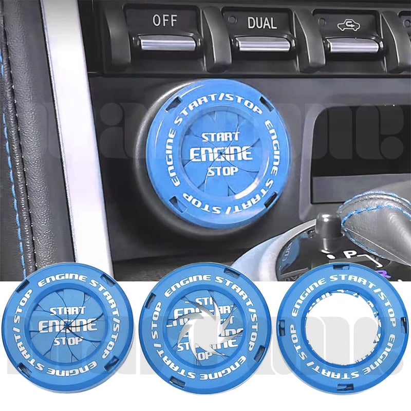 Marrone Bike & Car Engine Start/Stop Switch Cover/Ignition Lock Cap Cover Push Button Decorative Auto Accessories For All Bikes & Cars (Blue) - Image 2