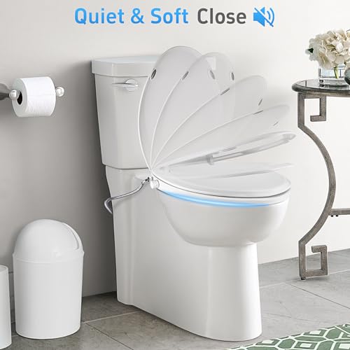Clirass Round Bidet Toilet Seat, Non-Electric Bidet Attachment (Frontal & Rear Wash) with Dual Nozzles and Brass inlet,Bidet Toilet Seat with Quiet-Close Fit Round Toilet Seat - Image 4