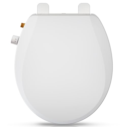 Clirass Round Bidet Toilet Seat, Non-Electric Bidet Attachment (Frontal & Rear Wash) with Dual Nozzles and Brass inlet,Bidet Toilet Seat with Quiet-Close Fit Round Toilet Seat - Image 1