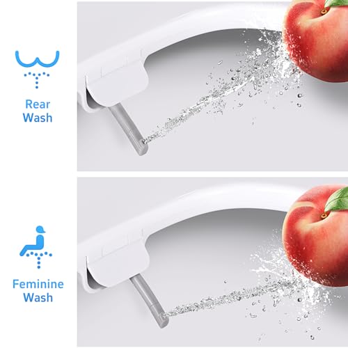 Clirass Round Bidet Toilet Seat, Non-Electric Bidet Attachment (Frontal & Rear Wash) with Dual Nozzles and Brass inlet,Bidet Toilet Seat with Quiet-Close Fit Round Toilet Seat - Image 2