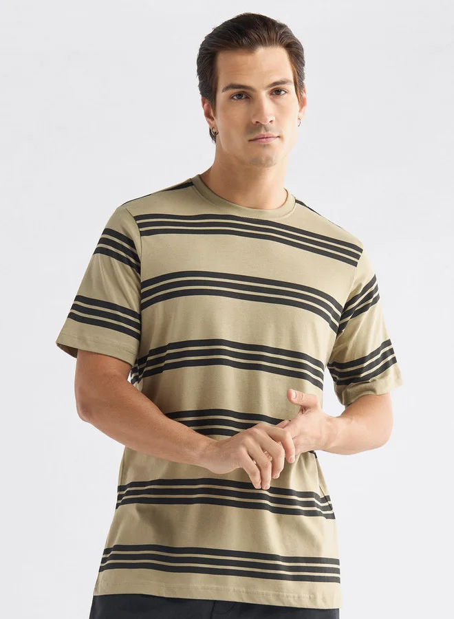 Splash FAV Striped T-shirt with Crew Neck and Short Sleeves