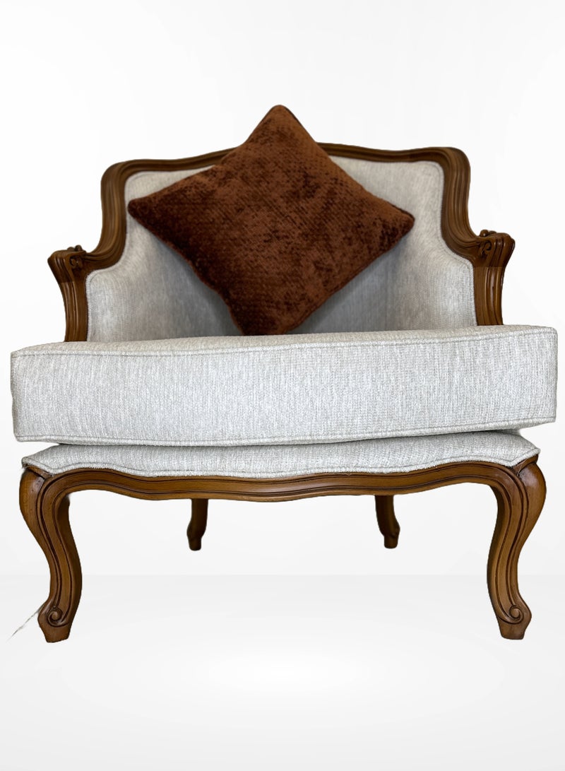 Generic Classic Brown Wooden Chair with Luxurious Upholstery  - Image 1