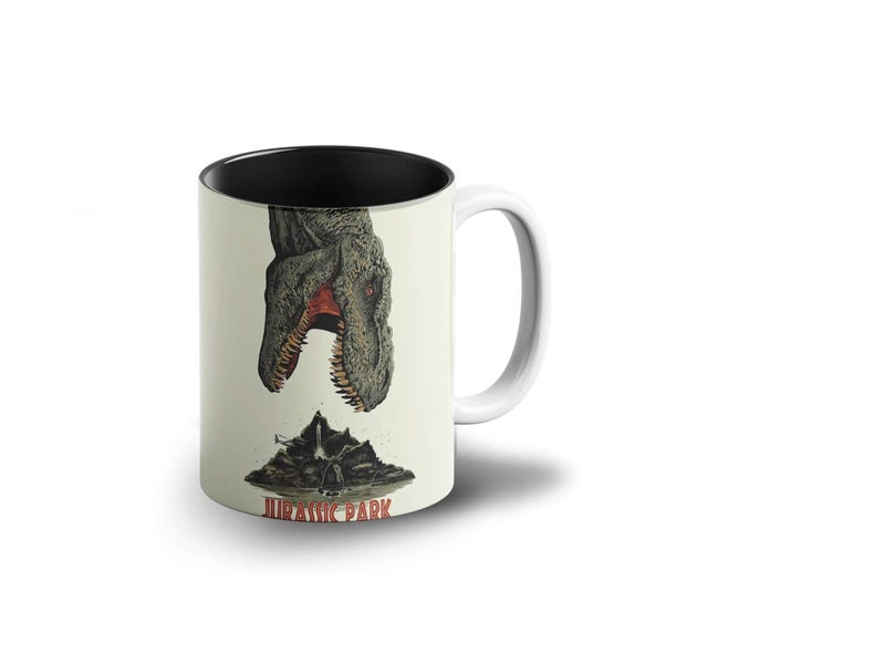 Prink Jurrasic Park Inner Black Coffee Mug with Print | Dinosaurs Coffee Mugs | Jurassic Park Printed Coffee Mug | 330ml,Microwave & Dishwasher Safe | - Image 1