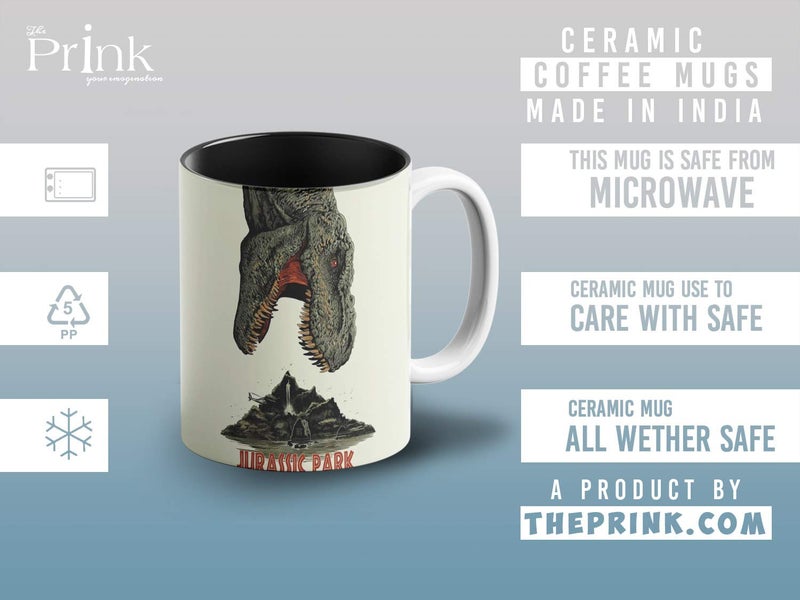 Prink Jurrasic Park Inner Black Coffee Mug with Print | Dinosaurs Coffee Mugs | Jurassic Park Printed Coffee Mug | 330ml,Microwave & Dishwasher Safe | - Image 5