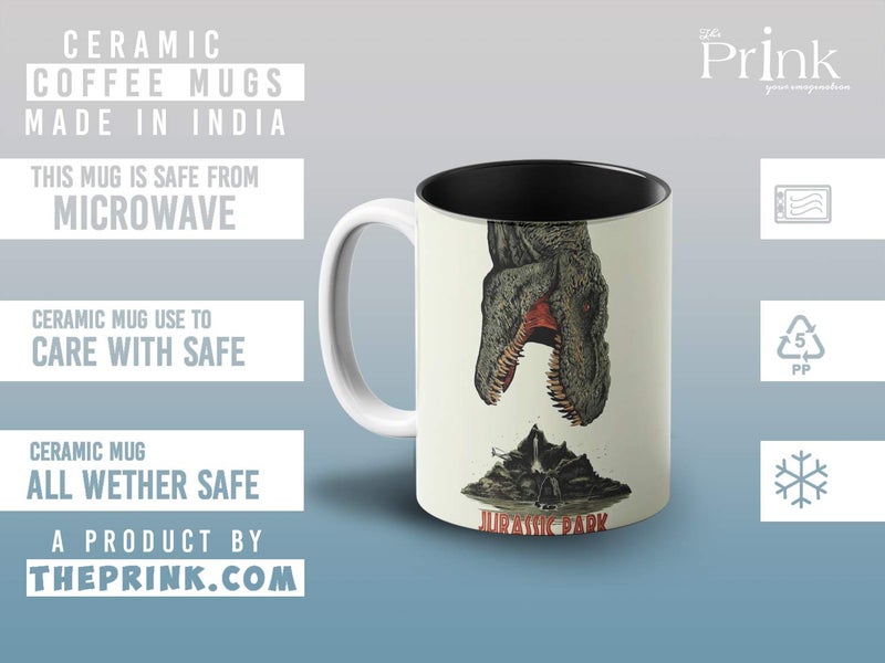 Prink Jurrasic Park Inner Black Coffee Mug with Print | Dinosaurs Coffee Mugs | Jurassic Park Printed Coffee Mug | 330ml,Microwave & Dishwasher Safe | - Image 4