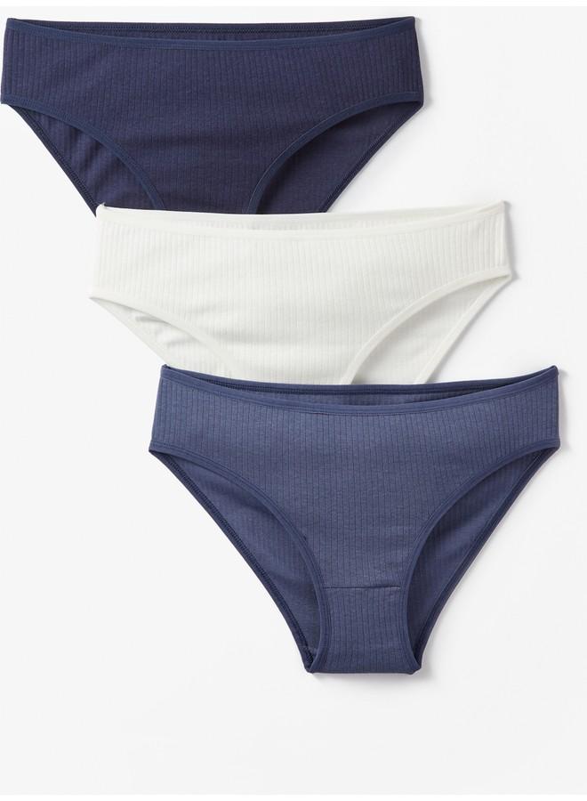 JUNE Women 3-Pack Panties Navy - Ecru - Indigo - Image 1