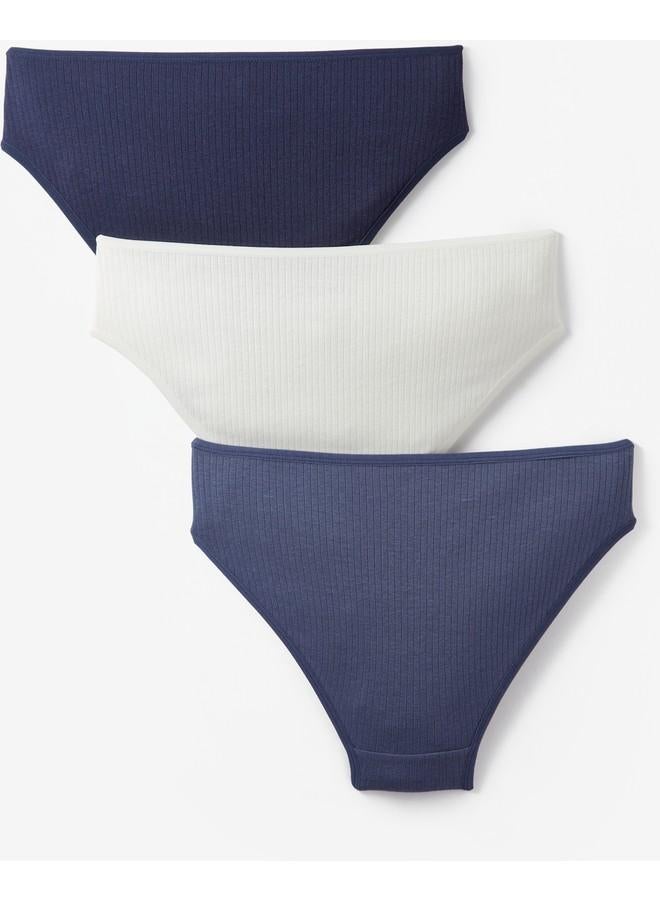 JUNE Women 3-Pack Panties Navy - Ecru - Indigo - Image 3