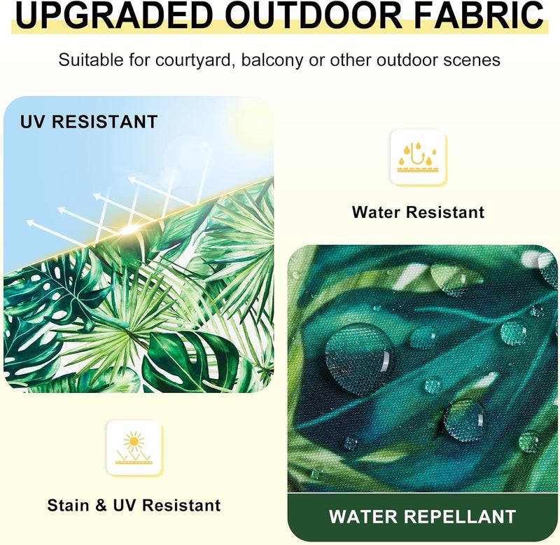 downluxe Outdoor Chair Cushions Set of 4 for Patio Furniture, Water-Resistant Square Corner Patio Chair Cushions with Ties, High Density Foam Outdoor Seat Cushion, 18.5" X 16" X 3", Palm Leaves - Image 3