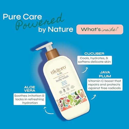Tikitoro Kids Refreshing Body Wash | Pediatrician Approved | Deeply Cleanses, Hydrates & Refreshes Skin | Cucumber, Java Plum, Vitamin C & Aloe Vera | No Parabens & Sulphates, Age 4+ years (300ml) - Image 3