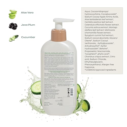 Tikitoro Kids Refreshing Body Wash | Pediatrician Approved | Deeply Cleanses, Hydrates & Refreshes Skin | Cucumber, Java Plum, Vitamin C & Aloe Vera | No Parabens & Sulphates, Age 4+ years (300ml) - Image 2