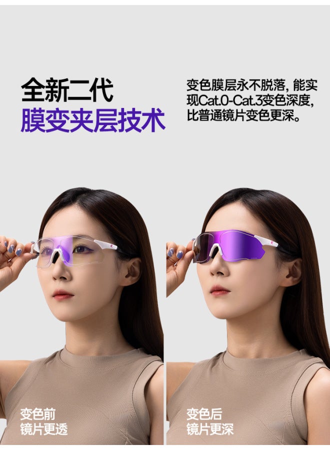 KAPVOE Carbon Fiber Film Photochromic Running Glasses Marathon Cross-country Running Outdoor Cycling Windproof UV - Image 2