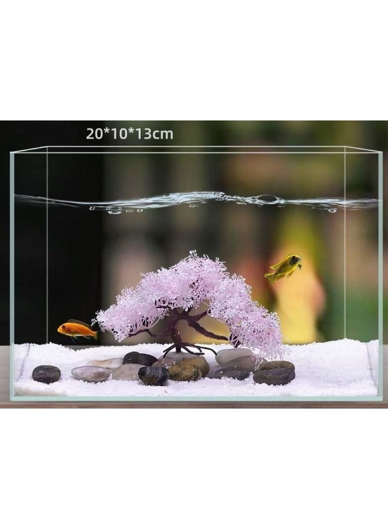 Huangxin 1pcs Fish tank landscaping decoration simulation aquatic plant pink cherry blossom tree landscape fake tree flower fish tank ornament fish tank aquatic plant - Image 1