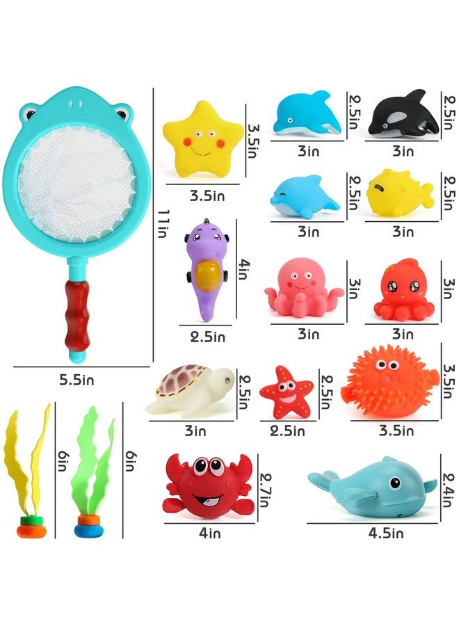 Shindel 16Pcs Bath Toys Baby Kids Floating Animal Toys Pool Toy Set Fishing Net Clockwork Swimming Toys Pool Toys For Toddlers Age 2 4 Pool Bath Time For Infant Girls Boys - Image 3