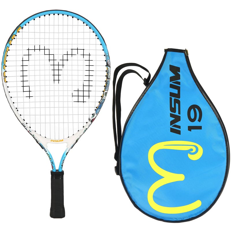 INSUM 17 inch Kids Tennis Racket for Aged 2~3 Starter, Multi-Color & Size Toddlers Tennis Racket for Baby Boys & Girls Beginner, Come with Shoulder Cover Bag for Carry(Blue) - Image 1