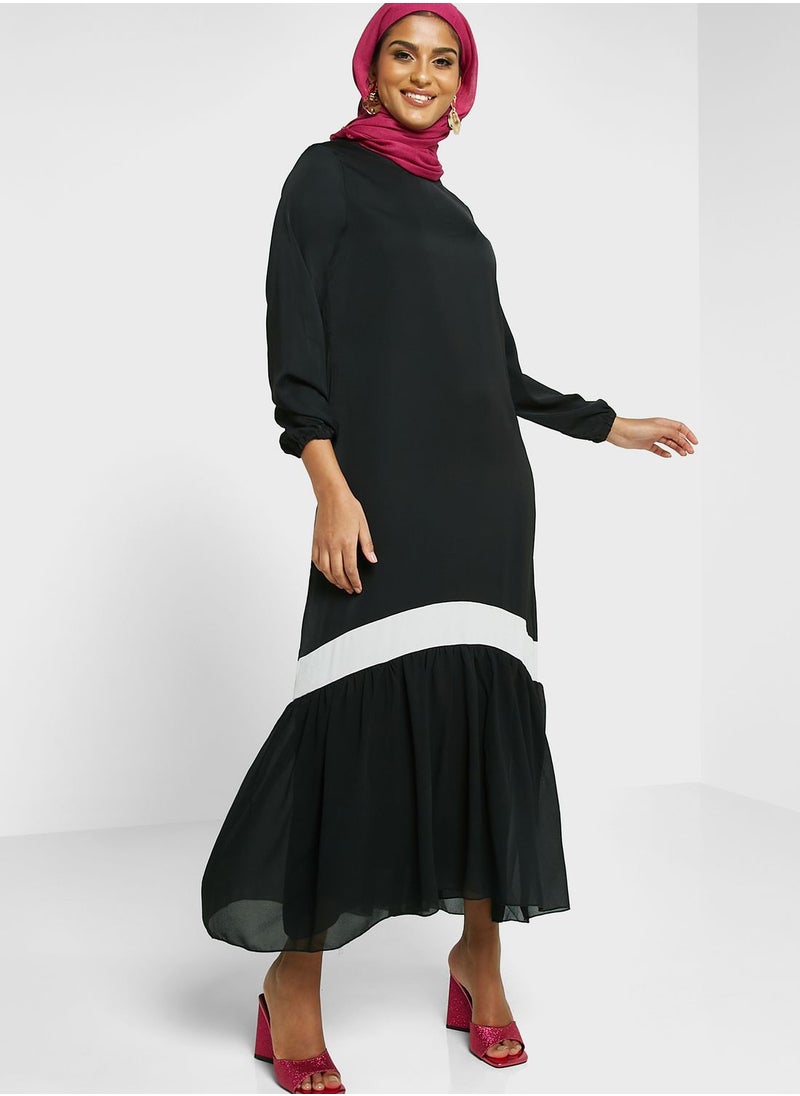 Khizana - Color block Pleat Detail Dress - Image 1