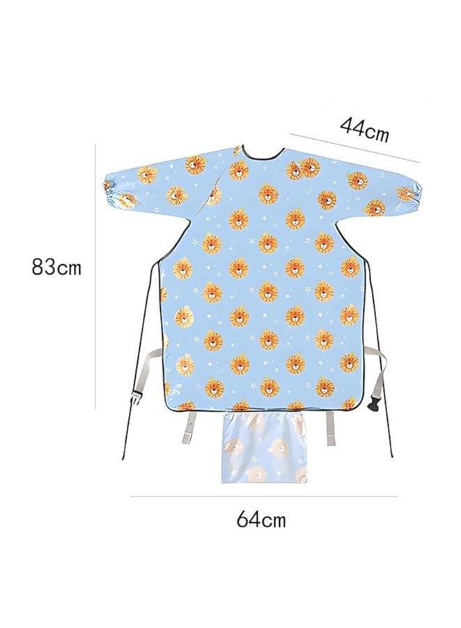 VKL Baby Feeding Bib, Skin-Friendly Tidy Tot All-in-One Bib with Pockets, Waterproof and Stain-Resistant Baby Feeding Smock, Baby Weaning Bib Attaches to High Chairs and Tables - Image 4