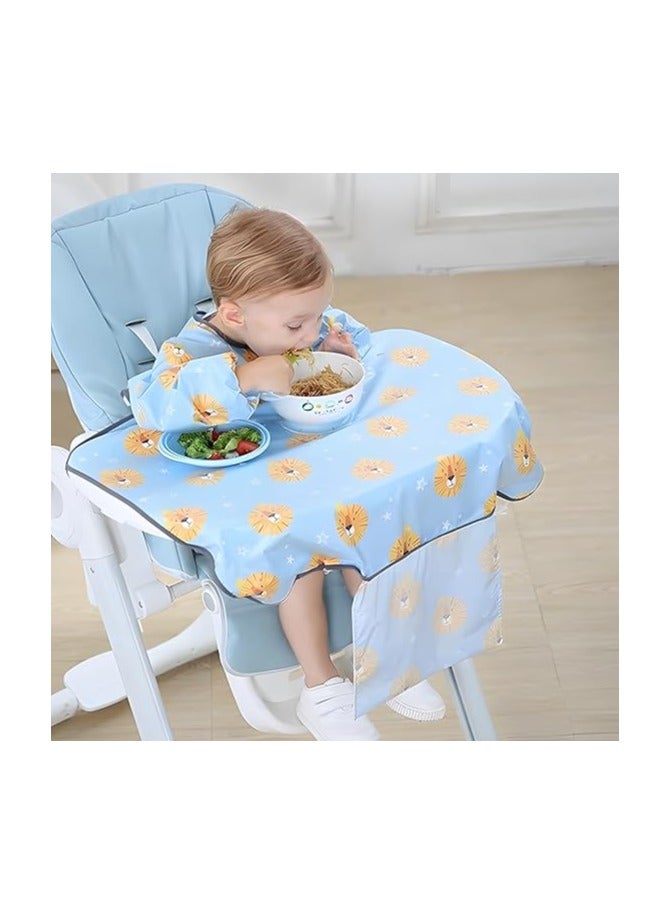 VKL Baby Feeding Bib, Skin-Friendly Tidy Tot All-in-One Bib with Pockets, Waterproof and Stain-Resistant Baby Feeding Smock, Baby Weaning Bib Attaches to High Chairs and Tables - Image 5