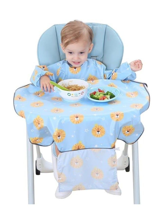 VKL Baby Feeding Bib, Skin-Friendly Tidy Tot All-in-One Bib with Pockets, Waterproof and Stain-Resistant Baby Feeding Smock, Baby Weaning Bib Attaches to High Chairs and Tables - Image 1