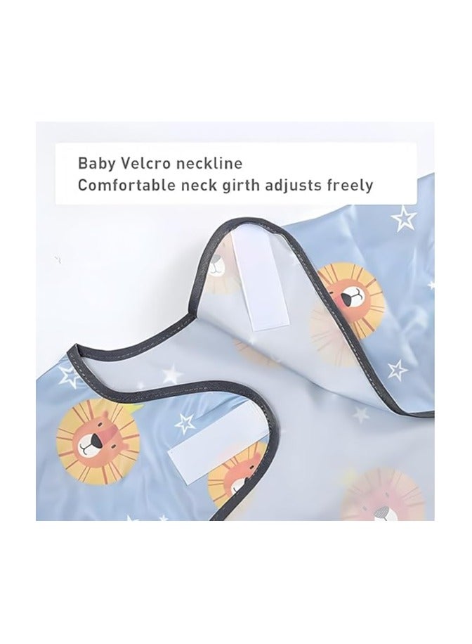 VKL Baby Feeding Bib, Skin-Friendly Tidy Tot All-in-One Bib with Pockets, Waterproof and Stain-Resistant Baby Feeding Smock, Baby Weaning Bib Attaches to High Chairs and Tables - Image 2