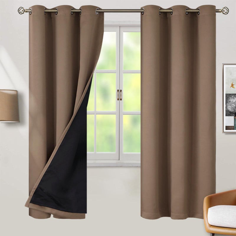 BGment بجلات حرارية معزولة بنسبة 100 ٪ من الستائر اللفاتية لغرفة النوم مع بطانة سوداء طبقة مزدوجة الكاملة الغرفة الضيق ضوضاء الستار جروميت (42 × 72 بوصة لوحات 2 لوحات) - Image 1