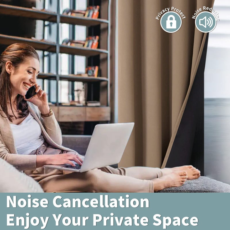 BGment بجلات حرارية معزولة بنسبة 100 ٪ من الستائر اللفاتية لغرفة النوم مع بطانة سوداء طبقة مزدوجة الكاملة الغرفة الضيق ضوضاء الستار جروميت (42 × 72 بوصة لوحات 2 لوحات) - Image 5