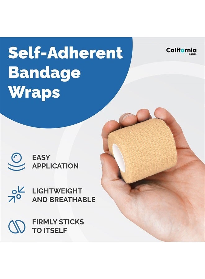California Basics Self-Adhesive Bandage Wrap - 4 inch, 12 Pack - Suitable for All Sports - Breathable Athletic Tape for Wrists - Knee and Ankle - Image 2